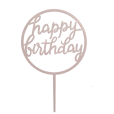 Cake topper Happy birthday rond roze